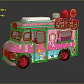 Pink Candy Truck With Playful Lollipop Decorations On Top And Colorful Details