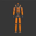 Orange Mechanical Robot Character With Detailed Structure And Exterior Design