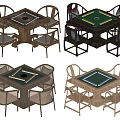 Different Mahjong Table Sets With Matching Chairs And Stylish Designs 3d model