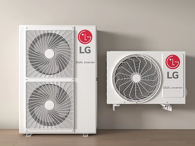 LG Dual Inverter Air Conditioner Fan Standing Outdoor Unit And Wall Mounted Indoor Unit 3d model