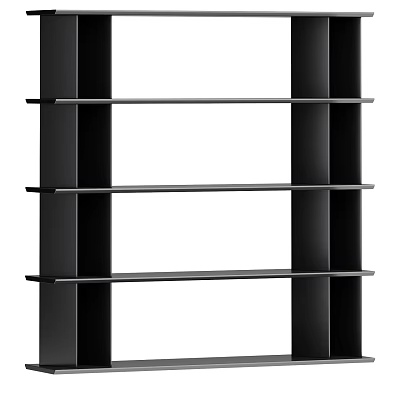 Modern Black Bookshelf With Horizontal Shelves And Sleek Contemporary Design 3d model