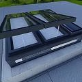 Modern Detached Villa With Flat Black Roof Glass Elements And Metal Railing In Green Garden