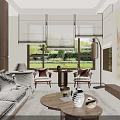 Cozy Modern Living Dining Room Interior With Large Sofa Wooden Shelves And Decorative Lamps
