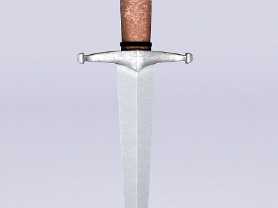 Classic Medieval Sword With Silver Steel Blade And Wooden Handle Crossguard 3d model