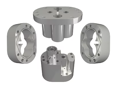 Industrial Metal Hardware Components With Flange Plates And Sleeve Parts 3d model
