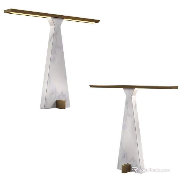 Modern Table Lamp With Geometric Silver Base And Wooden Accent Design 3d model 
