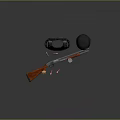 Tactical Police Rifle With Bulletproof Vest Helmet Bullets Badge And Handcuffs
