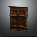Dark Wooden Two Tier Cabinet With Intricate Carvings Drawers And Doors