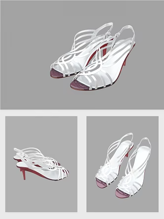 Modern high heels themed men's and women'shoes 3d model