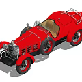 Vintage Red Classic Convertible Car With Retro Styling And Open Top Design