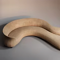 Modern Beige Curved Sofa Design With Smooth Wave Like Curves And Velvet Upholstery