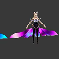 Game Fantasy Character Red Haired Female With Flaming Nine Tails Ornate Armor And Dynamic Pose