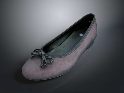 Light Purple Suede Flat Shoes With Bow Detail For Comfortable Everyday Wear 3d model