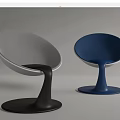 Stylish Gray and Blue Lounge Chairs with Modern Curved Frame and Round Base Design