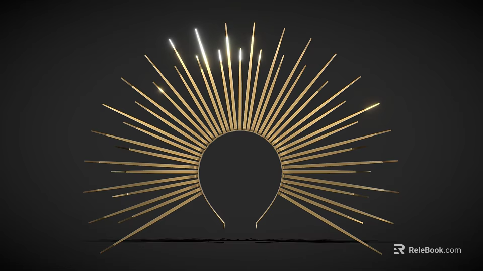 Golden Sunburst Headpiece Jewelry With Radiant Spiked Design Elements And Stylish Look 3d model 