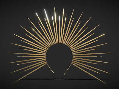 Golden Sunburst Headpiece Jewelry With Radiant Spiked Design Elements And Stylish Look 3d model