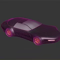 Blue Sports Car With Streamlined Design And Orange Rims On Black Background With Reflection