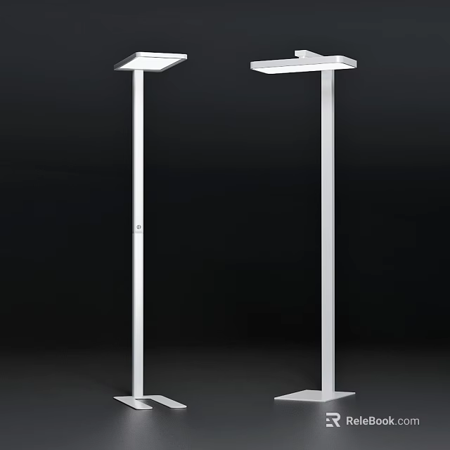 Modern Minimalist Floor Lamp With Tall Metal Stand Sleek Design And Sturdy White Base 3d model 