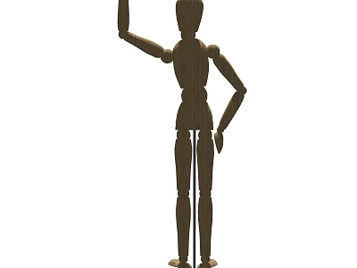 Wooden Articulated Doll Human Figure With Raised Arm And Side Hand Pose 3d model