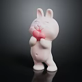 Cute White Rabbit Themed Decorative Furniture Ornament With Pink Heart Accent Design