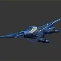 Detailed Blue Mecha Model With Streamlined Wings Spikes And Vibrant Details