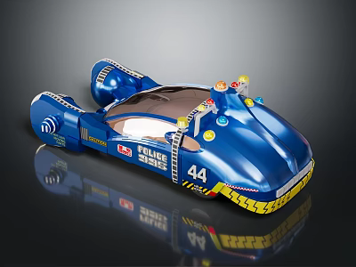 Blue Toy Racing Car With Racing Team Logo Number 44 And Yellow Tire Edges 3d model