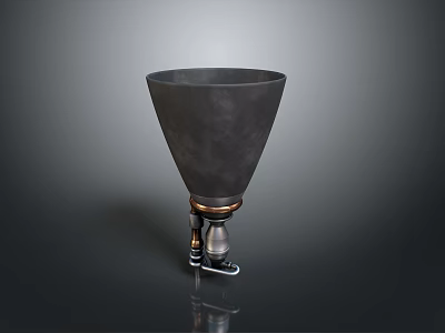 Black Funnel Shaped Industrial Equipment With Metal Base And Wheels 3d model