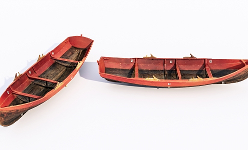 Old wooden boat Modern boat 3d model