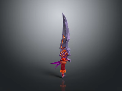 Fantasy Weapon Purple Blade With Red Accents And Ornate Mythical Design 3d model