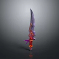 Fantasy Weapon Purple Blade With Red Accents And Ornate Mythical Design