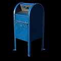 Blue Public Mailbox With Metal Structure For Community Postal Services