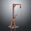 Functional Wooden Industrial Equipment With Tripod Base Pulley Chain And Hook