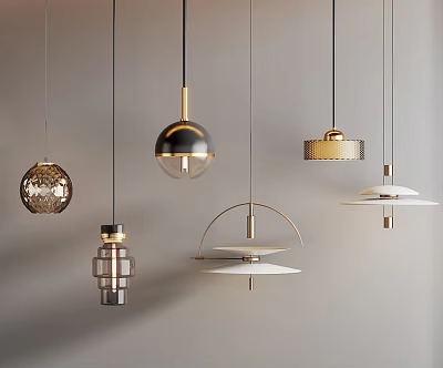 Modern Pendant Lights With Various Design Styles And Materials For Home Interior Decor 3d model