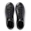 Classic Leather Black Sneakers With Round Toe And Lace Up Design For Casual Wear