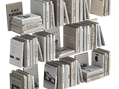 Stylish Books And Magazines Collection With Stacked Arrangement And Neutral Design 3d model
