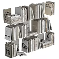 Stylish Books And Magazines Collection With Stacked Arrangement And Neutral Design