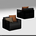 Stylish Single Sofa With Black Frame Gray Cushion And Yellow Beige Pillows 3d model