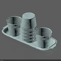 Light Colored Ceramic Tableware Set With Tray And Stackable Serving Cups 3d model