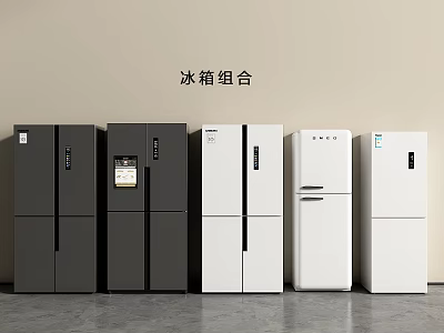 Modern Refrigerator Combination With Multiple Black And White Styles And Designs 3d model