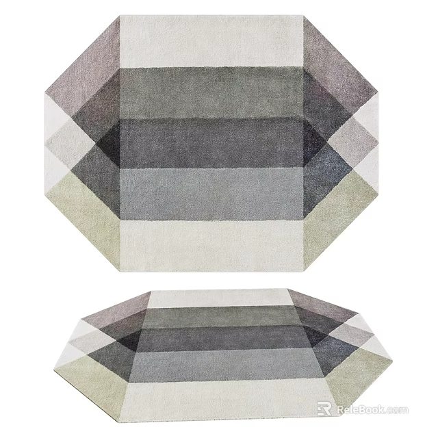 Modern Square Rug With Geometric Pattern In Neutral Gray White And Beige Tones 3d model 