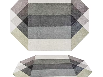 Modern Square Rug With Geometric Pattern In Neutral Gray White And Beige Tones 3d model