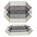 Modern Square Rug With Geometric Pattern In Neutral Gray White And Beige Tones