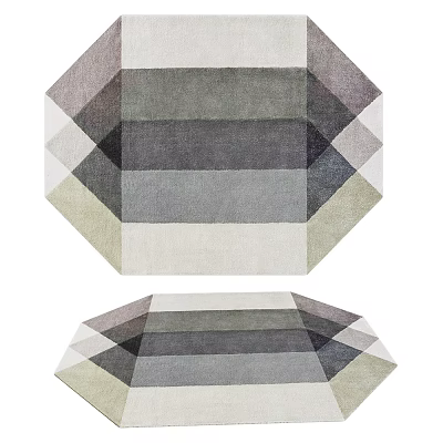 Modern Square Rug With Geometric Pattern In Neutral Gray White And Beige Tones 3d model