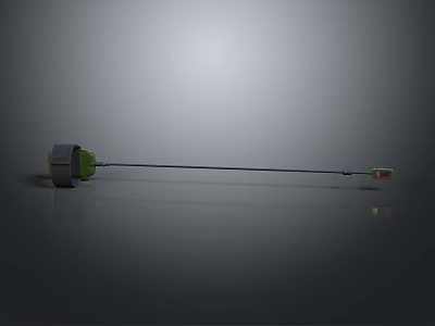 Polearm Weapon Design With Gray Grip Green Shaft And Golden Tip Features 3d model