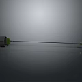 Polearm Weapon Design With Gray Grip Green Shaft And Golden Tip Features
