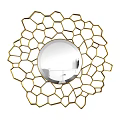 Decorative Round Mirror with Gold Honeycomb Geometric Frame Design 3d model