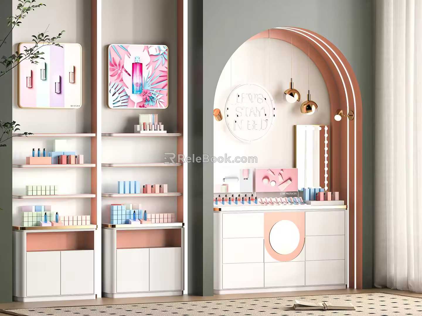 Modern Cosmetics Display Cabinet Skin Care Products Display Stand Display Desk Trade Show Counter Container 3d model