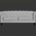 Classic Light Gray Fabric Sofa With Tufted Design And Rolled Arms 3d model