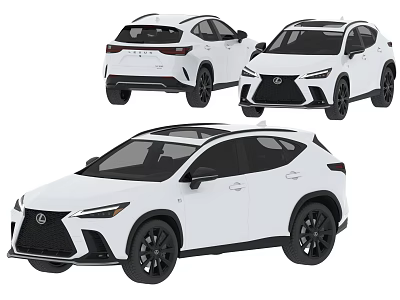 White Lexus SUV Exterior Design Shown From Multiple Angles With Sleek Features 3d model