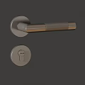 Modern Metallic Door Handle With Round Base And Keyhole Lock Design 3d model